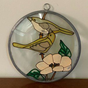 Vintage BIRDS and FLOWERS SUNCATCHER, Vintage Home Decor